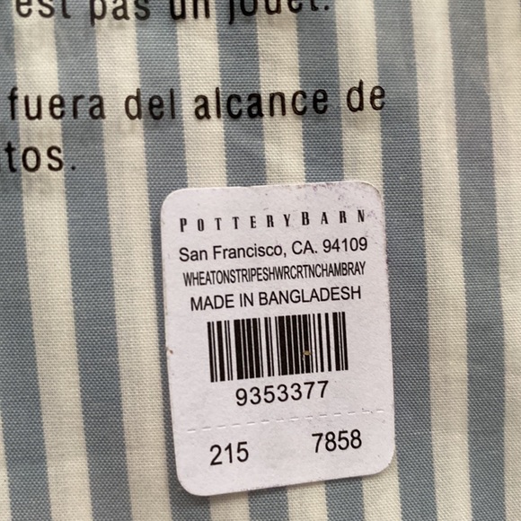 Pottery Barn Wheaton Striped Organic Shower Curtain Chambray - Picture 12 of 15